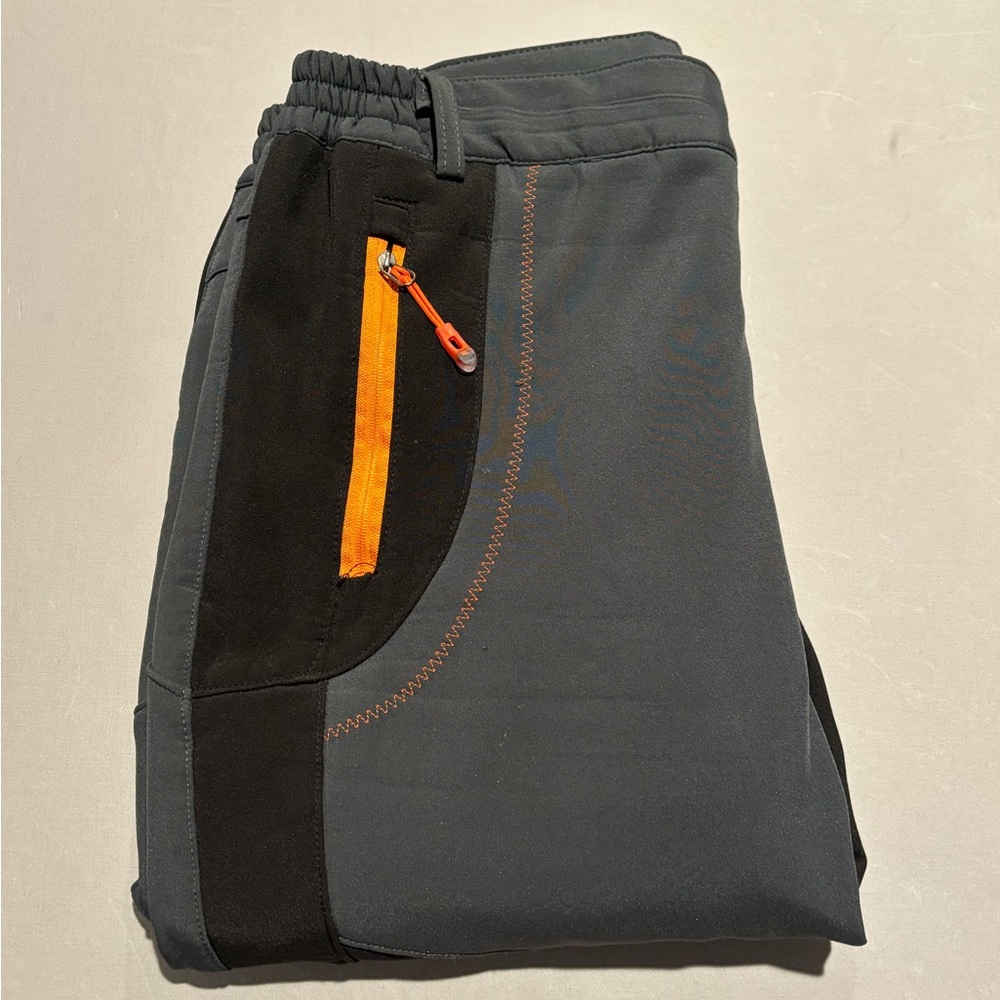 Windstopper Fleece Lined Hiking Pants Mens‎ 34x28 Gray Black Winter Outdoor Ski